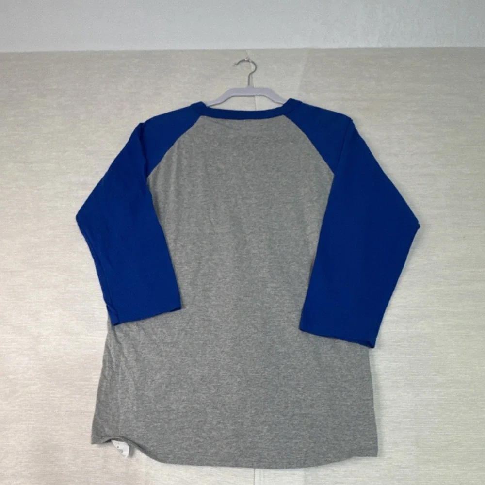 Champion Authentic Gray/Blue Colorblock Raglan 3/4 Sleeve Men's T-Shirt M - Picture 4 of 4